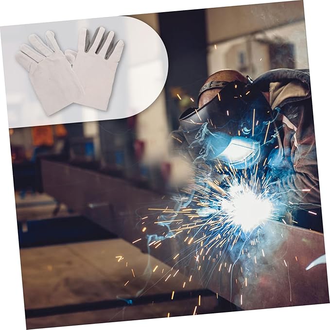 Heat Resistant Welding Gloves Heavy Duty Anti-slip Labor Protective Gear for Men and Women Composite Work Gloves for Camping Bbq Construction Gardening and Outdoor Use Random Color