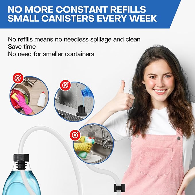 Sink Soap Dispenser Extension Tube Kit with 47" Tube Hose and Check Valve Under Counter Soap Dispenser Tube with Upgraded Metal Check Valve for Kitchen Sink