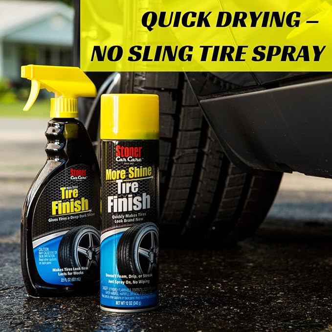 Stoner Car Care 91094-2PK More Shine Tire Finish – Tire Shine Spray for a Deep Matte Black Finish with Long-Lasting Rain-Resistant Protection, Non-Greasy No Sling – 12 oz (Pack of 2)