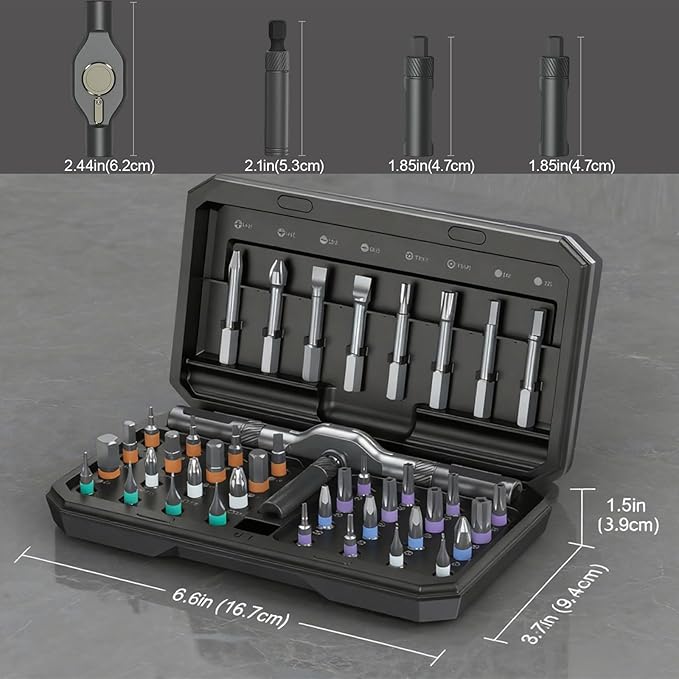 42 in 1 Magnetic Screwdriver Set, 2025 New Ratchet Precision Screwdriver Set, Multi Bit Magnetic Drive Set with Detachable Ratchet Handle, Portable Repair Tool Kit for Repair and Installation