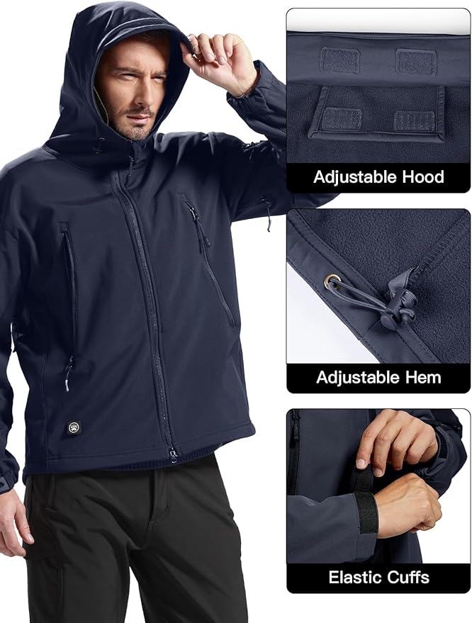 FREE SOLDIER Men's Outdoor Waterproof Soft Shell Hooded Military Tactical Jacket