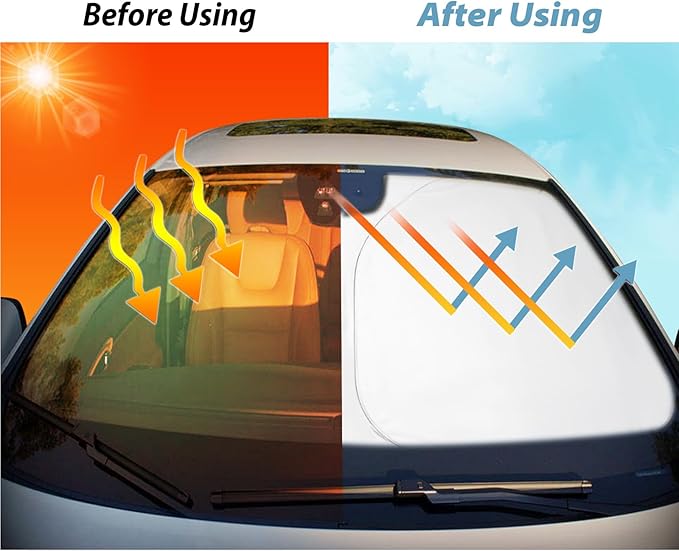 SKTU 2024 2025 2026 Compass Front Windshield Sunshade for 2022 2023 2024 2025 2026 JEE p Compass Windshield Sunshade Foldable for Blocks UV Rays and Blocks Heat and Sun Keeps Vehicle Cool