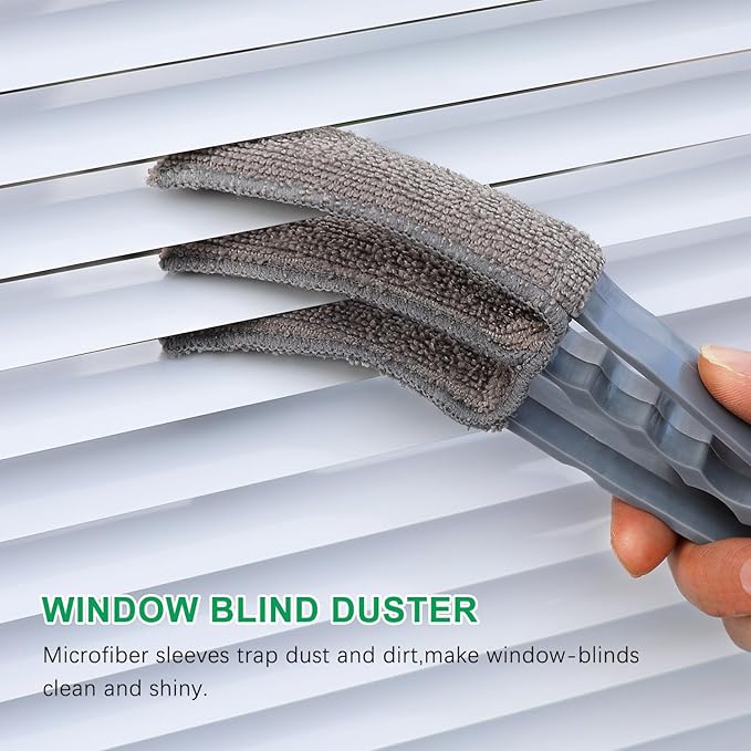3 Pack Microfiber Feather Duster with 6 Microfiber Sleeves, Window Blind Cleaner, Blind Duster, Blinds Cleaning Tools