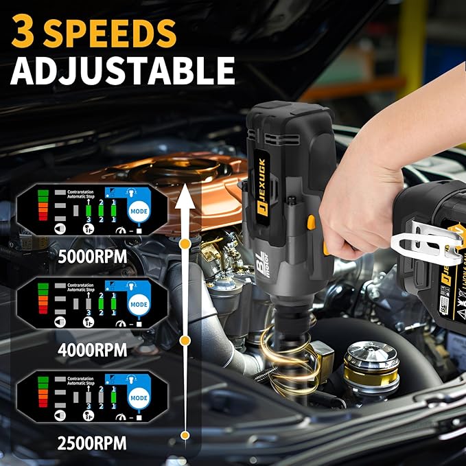 1500Ft-lbs 1/2" Cordless Impact Gun, 2000Nm Impact Wrench with 2 x 6.0Ah Battery & 5 Socket, 21V Brushless High Torque Electric Pistolas de Impacto, Llave de Impacto for Heavy Truck Mower