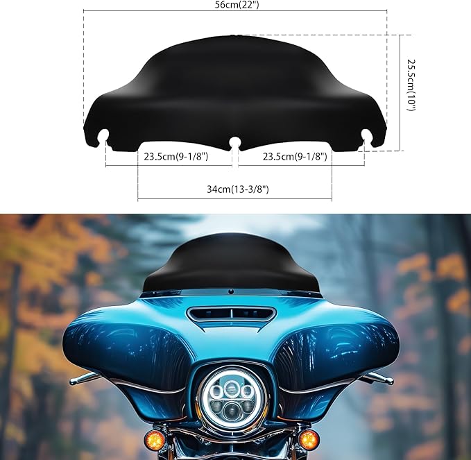 JMTBNO Black 9" Wave Windshield Windscreen Compatible for 2014-2024 Harley Davidson Touring Street Glide/Electra Glide/Ultra Limited/Tri Glide FLHT FLHX FLHXS FLHTK