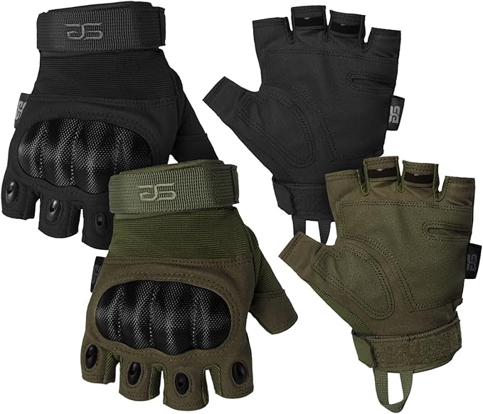 Glove Station- Fingerless Knuckle Tactical Gloves for Men - Motorcycle Gloves for Tactical Shooting, Airsoft, Hunting, Police Work and Hiking