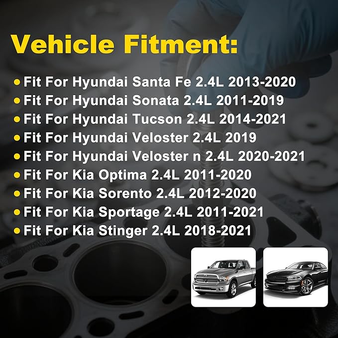 G4KJ 2.4 Engine Crankshaft Connecting Rods & Bearings Set Fit for Hyundai Kia 2.4L 2011-2020 Replace#23510-2G500 23111-2G200