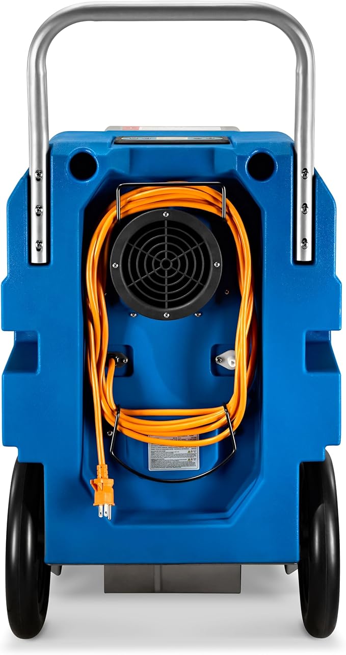 BlueDri BDX-150 175PPD Industrial Commercial LGR Dehumidifier with 25-Foot Drain Hose for Job Sites, Coverage area of 15,000 Cubic Feet, Water Damage Restoration Equipment, Blue