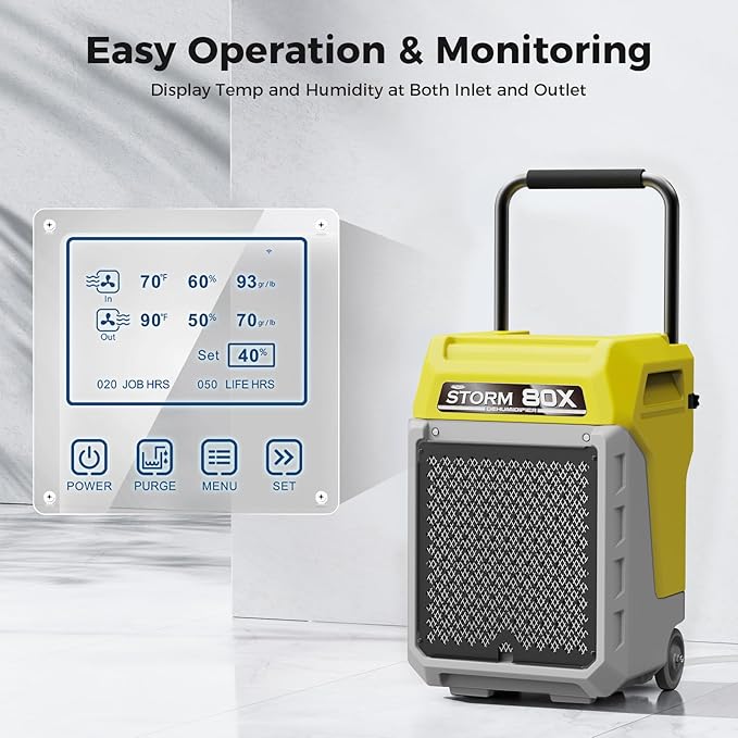 ALORAIR 170 Pints LGR Commercial Dehumidifier with Pump & Drain Hose, Portable Insutrial Dehumidifier for Basments, Home, Job Sites, Fit for 2,100 Sq.Ft Space with Wheels