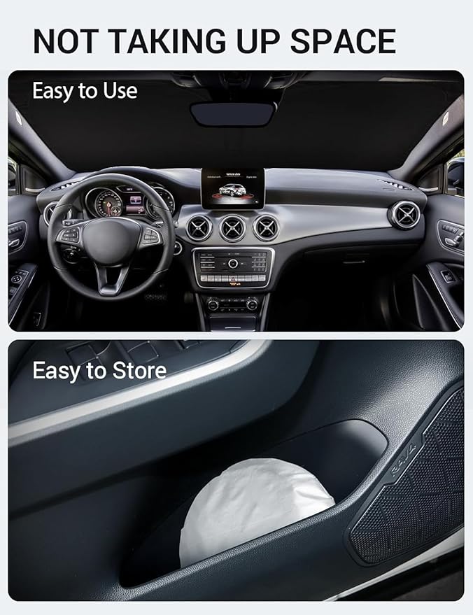 Proadsy 2025 Upgrade Windshield Sun Shade Custom Fit 2015-2020 Mercedes Benz GLA Foldable Front Sunshade Protector Sun Visor Blocks UV Rays Keep Car Cooler