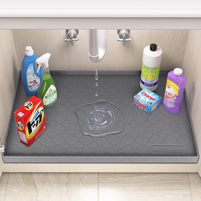 Jin&Bao Waterproof Under Sink Mat 40x19 for Kitchen and Bathroom, Thicken Cabinet Protector and Kitchen Shelf Liner, Organizer and Storage, Multipurpose Mat for Pets, Coffee Area, and Shoe Entryway