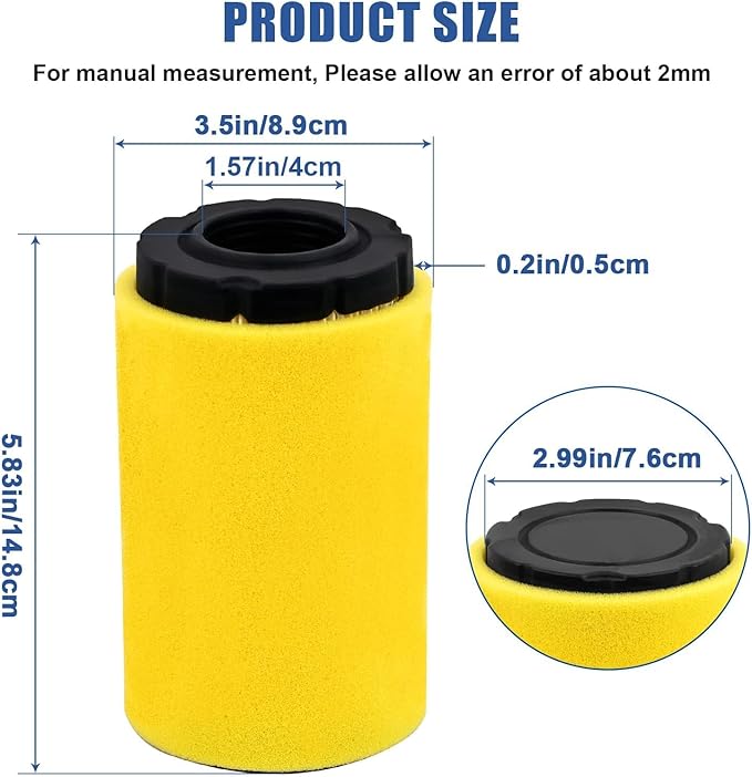 793569 793685 Air Filter for B&S John Deere E110 LA125 GY21055 MIU11511 Craftsman YT(S)3000 Husqvarna 591334 18hp-21hp Engine Lawn Mower Tractor Filter