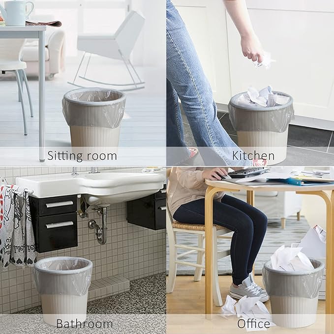4 Gallon 300 Counts Strong Trash Bags Garbage Bags by Teivio, Bathroom Trash Can Bin Liners, Small Plastic Bags for home office kitchen (Grey)