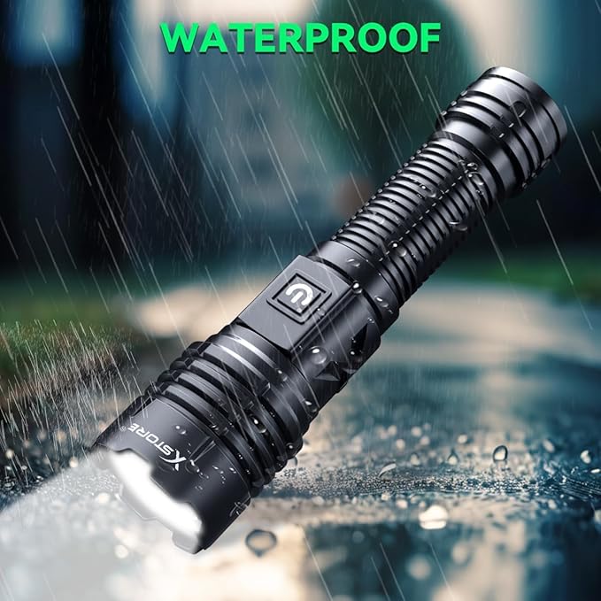 4 Pack Super Bright High Lumens Flashlight - LED Zoom Light USB Rechargeable with 5 Modes Waterproof Flash Lights for Emergency Camping Home Outdoor Use