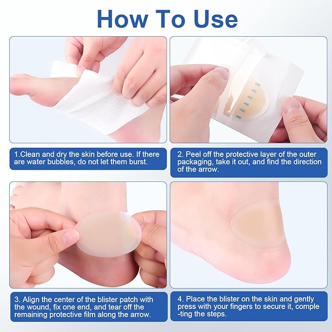 XSEINO Better Blister Bandages - 40ct - Water Resistant - 40% More Cushioning - Hydrocolloid Bandages for Foot, Toe, & Heel - Blister Pads for Prevention & Recovery - Super Quantity Variety Pack