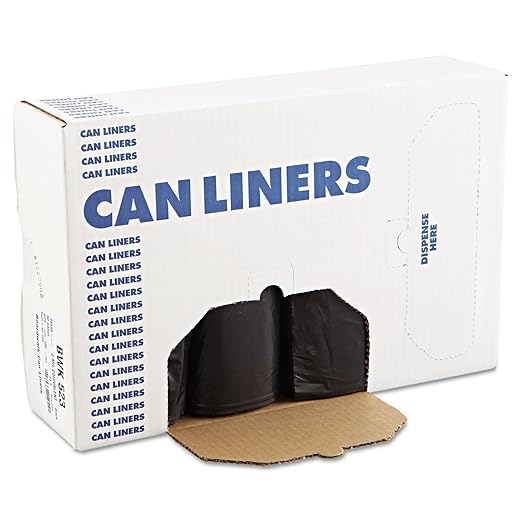Boardwalk 523 Super Extra-Heavy Repro Can Liner, 38x58, 1.6 Mil, 60gal, Blk, 10 Bags per Roll (Case of 10 Rolls)
