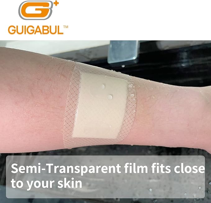 Silicone Adhesive Bandages for Elderly Sensitive Skin - Painless Removal 2''x4'' Extra Large 15 Counts Waterproof and 15 Counts Flexible Fabric Bandages by G+ GUIGABUL - Hypoallergenic - Latex Free