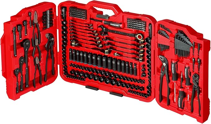 STARWORK TRUE MECHANIC 312-Piece Mechanics Tool Set and Socket Set, Professional【Pliers Wrench 】 SAE/Metric