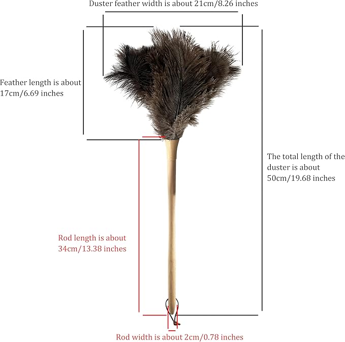 19.7 Inch Ostrich Feather Duster – Soft Dusting Brush for Home, Office, and Furniture Cleaning (Brown)