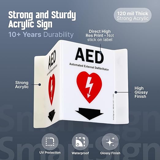 SmartSign "AED" Projecting Sign | 5" x 6" Acrylic