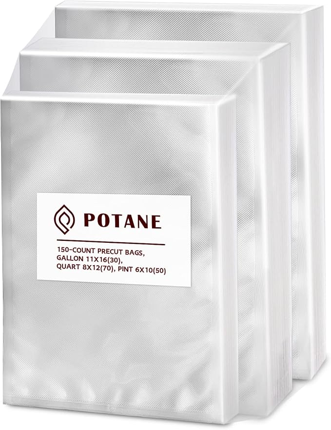 Vacuum Sealer Bags, Precut 150 Gallon 11x16, Quart 8x12, Pint 6x10, Smell-Proof, Puncture Prevention and Heavy duty. Commercial Grade