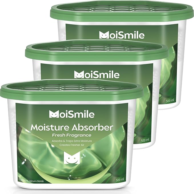 Moisture Absorbers 3 Pack, Fresh Fragrance Closet Dehumidifier for Bathroom, Car ＆ Basement, 10.5 oz Refillable Humidity Absorber Boxes