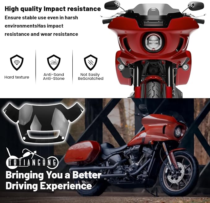 Detachable Windscreen Windshield Compatible for Harley Softail Low Rider ST FXLRST 2022-2024 ,El Diablo FXRST 2022，black
