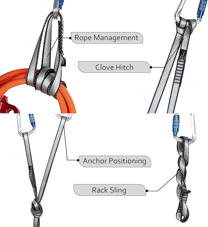 18MM Nylon Climbing Sling Runner - 23KN CE2008/EN566 Certified Outdoor Climbing Webbing for Rock Climbing, Rappelling, Mountaineering, Swing Gear, Outdoor Adventures & Emergency Anchoring