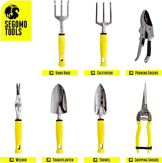 Segomo Tools 12 Piece Garden Tool Set (Including Garden Tools Along with Gloves, Kneeling Pad, Spray Bottle, Apron and Tote Bag) | Gardening Kit | Planting Kit | Home Gardening Tools - GTS12