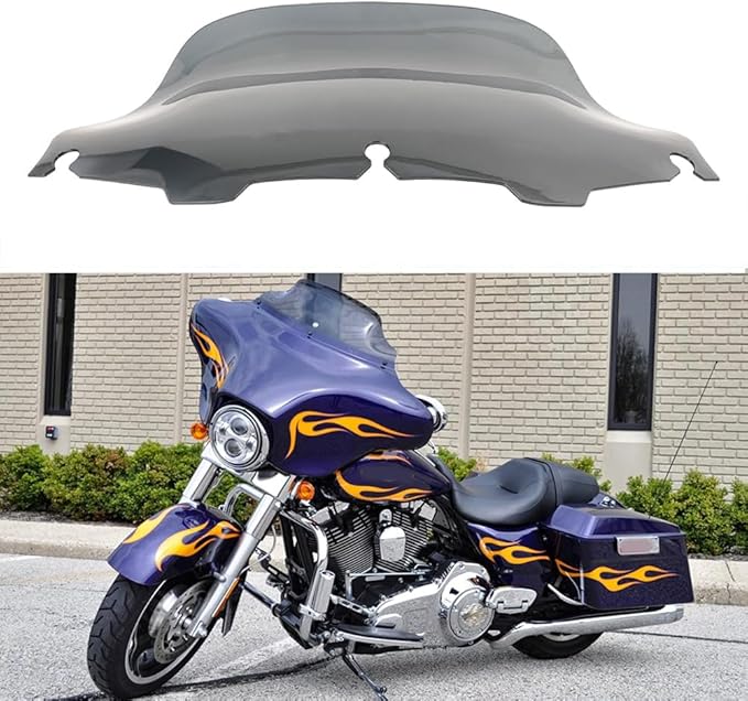 DREAMIZER Wave Windshield Windscreen,Specific Fit Motorcycle Windshield, PC Wind Deflector Compatible with Harley Touring Electra Street Tri Glide 1996 - 2013 (Smoke Black 8inch)
