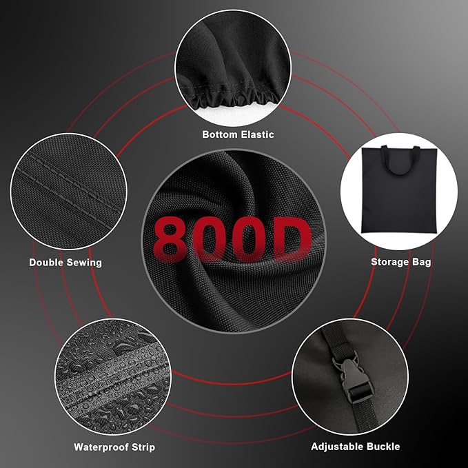 Zero Turn Lawn Mower Cover | 800D Heavy Duty Oxford | Double Needle Stitching | PU Waterproof | Back Seam Tape | Outdoor Windproof | Adjustable Webbing Buckle | Bottom Elastic Band | (Zero)