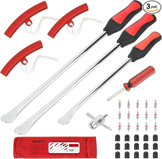 39PC Tire Spoons Tool Set, Premium Tire Irons Tire Changing Kit with 14.5" & 11.5" Levers for Motorcycle, Dirt Bike & Lawn Mower, including Rim Protectors, Valve Tools & Accessories