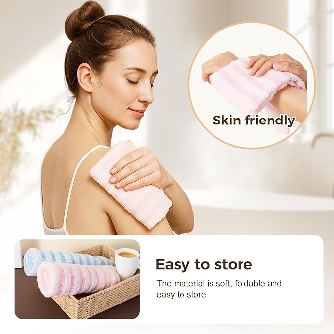 2026 New Exfoliating Shower Towel, Premium Scrub Wash Cloth for Body Face, Exfoliating Towel for Shower Travel Friendly, Quick Drying Durable and Gentle for Sensitive Skin (Mix)