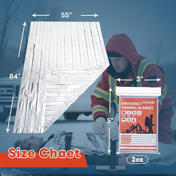 Emergency Mylar Thermal Blankets,Silver Foil Blanket Kit.Camping Heat Space Blankets for Survival,Perfect for Body Warmer in Hiking,Outdoor Traveling, First Aid (10 Pack)