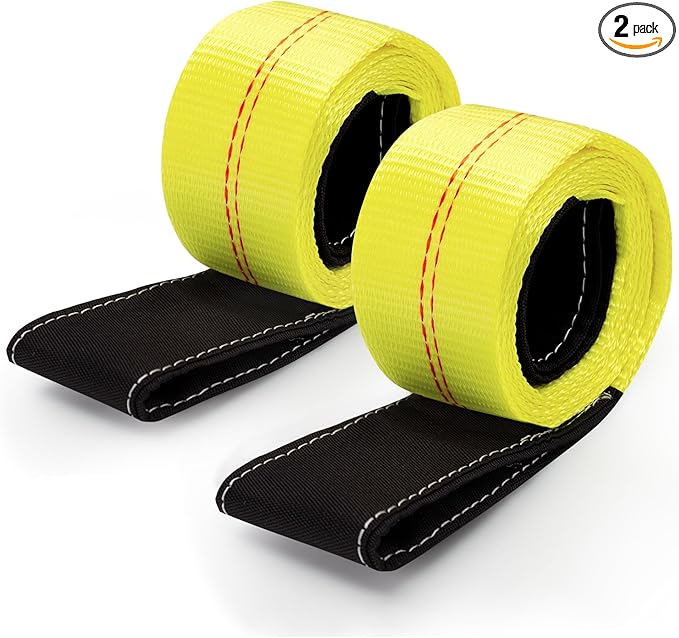 2 Pcs 2 inch by 6 feet Lifting Sling Straps, 10,000lbs Max Vertical Break Strength Capacity, Nylon Tree Saver Recovery Strap Web Sling Winch Strap