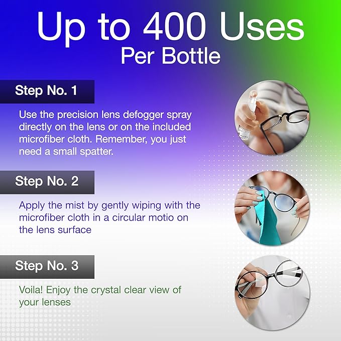 Purity Fog Stopper and Lens Cleaner Spray - Anti Fog Spray for Glasses & Non-AR Coated Lenses - Fog Blocker and Anti-Static Lens Cleaning Spray for Glasses, Eyewear, Goggles and Masks - 2oz