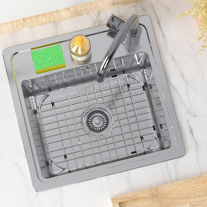 Sink Grid Protector, 18" Bottom Sink Grates, Sink Protector with Corner Radius, Kitchen Sink Protector Center Drain Hole, Sink Steel Bottom Grid -18"L X 13.4"W