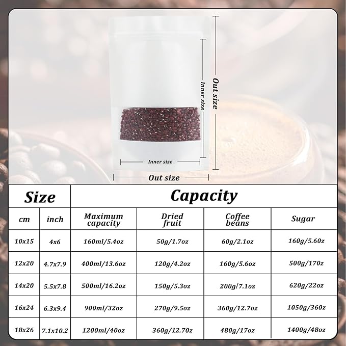 100 Pack Bags, Resealable Bags with Clear Window, Stand-up Bags for Sealing Storage, Scratch Resistant Hand Storage Bags. (White, 5.51×8.86 Inch)