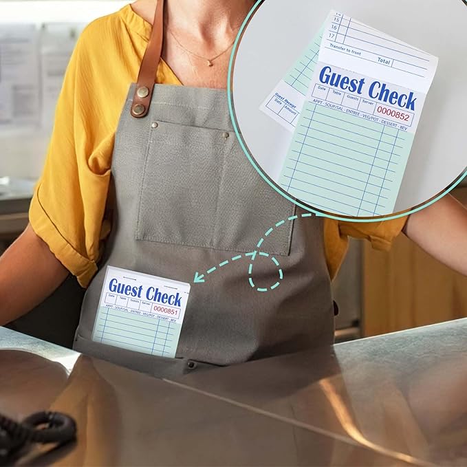 DGBDPACK 6 Guest Checks for Servers, Server Note Pads, Waiter Checkbook, Waitress Notepad for Restaurants, 50 Sheets/Pack, 300 Total Tickets,Thin Paper Checks