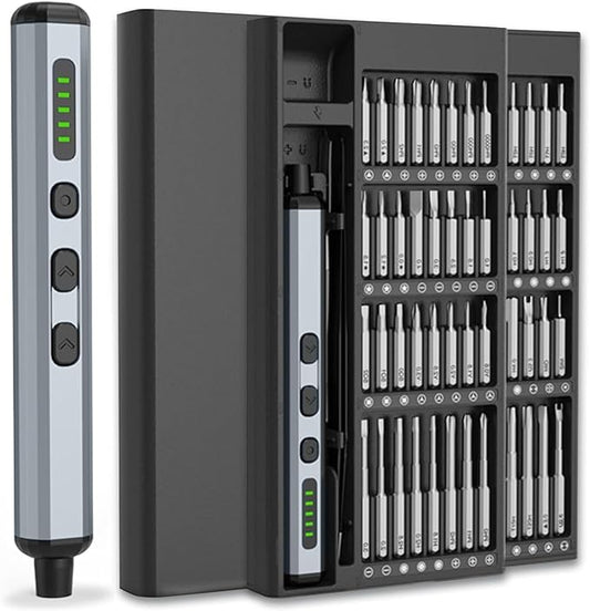 Electric Screwdriver, Power Screwdriver Set 68 in 1 Mini Cordless Rechargeable, 5 Torque Settings 3 LED Lights Precision Screwdriver for PC Accessories Phone Camera Laptop Gifts for Men