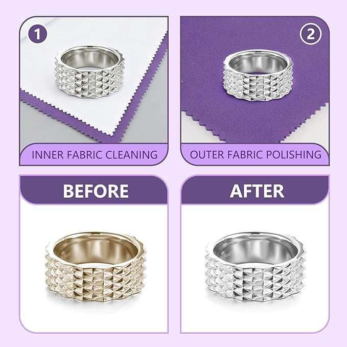 3PCS Silver polishing Cloths, 10 x 12.5 inches Four-Layer Double-Sided Jewelry Cleaning Cloth，Large polishing Cloth for Gold, Silver, Diamond, Platinum, Jewelry (2 PCS Purple and 1 PCS Gray)