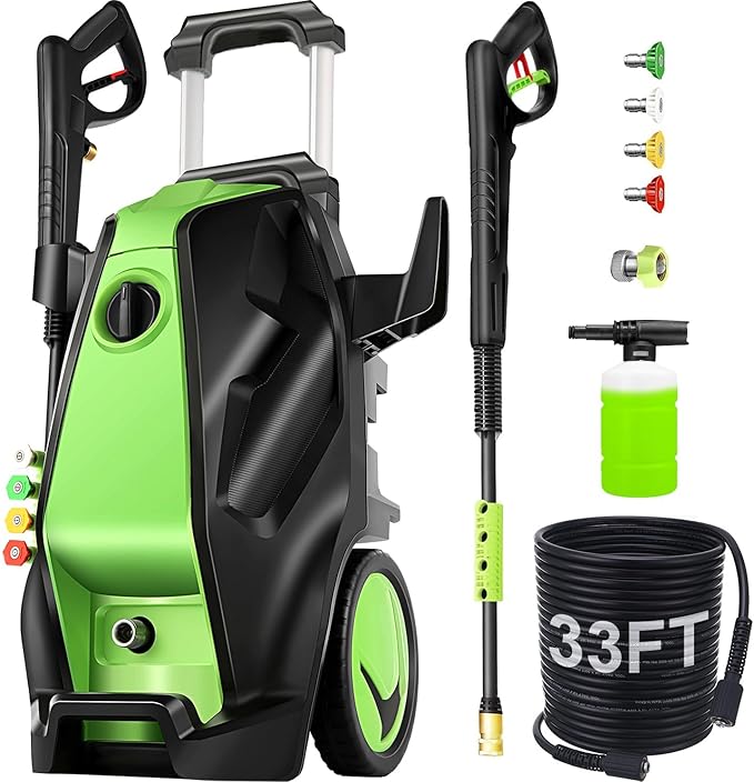 Pressure Cleaner, 5000 PSI 4.0 GPM Heavy Duty Power Cleaner with 33FT Hose, 4 Quick Connect Nozzles, Foam Cannon, Blue