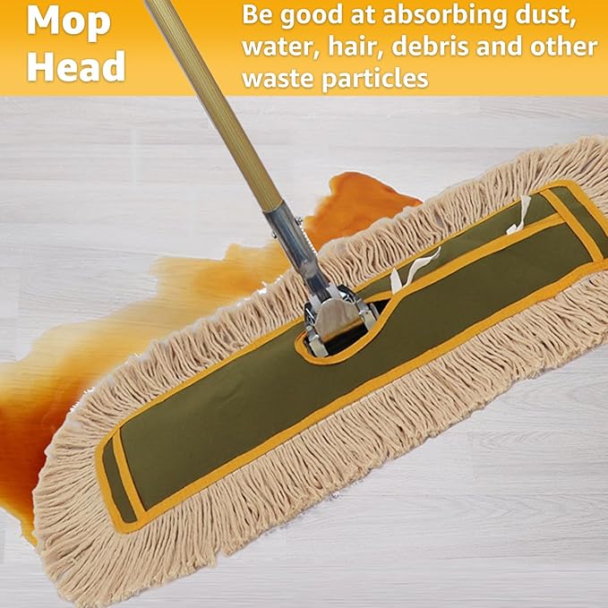 3 Pack Dust Mop Replacement Head, 36'' Dust Mops for Floor Cleaning Replacement Reusable Industrial Cotton Dust Mop Refill for Hardwood Floors, Ceramic, Marble, Tile