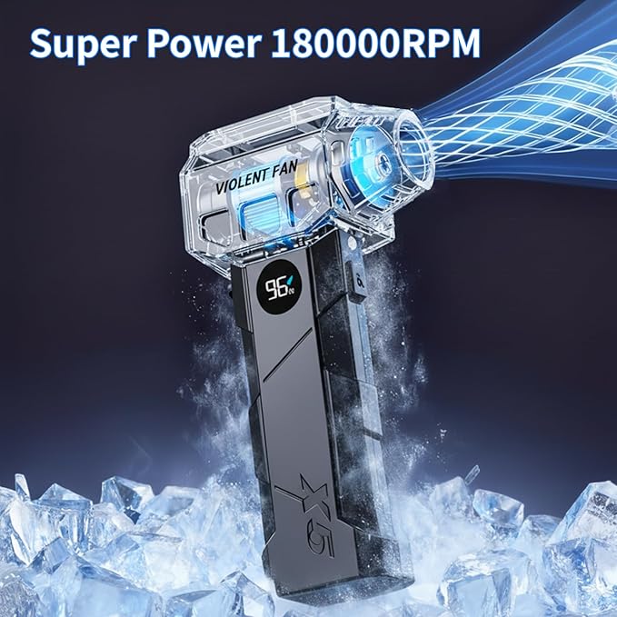 Compressed Air Duster, 180000RPM Electric Air Duster with Brushless Motor, Rechargeable Cordless Air Vacuum Blower Cleaning Kit with Display Screen and LED Light for Computer Keyboard Car and Outdoor