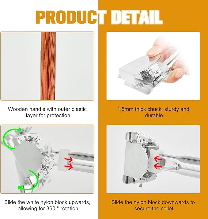 Sliner 6 Pcs Clip on Dust Mop Handle 51.2 Inch Mop Stick Replacement, Swivel Head for Household Wet and Dry Mops, Cleaning Supplies