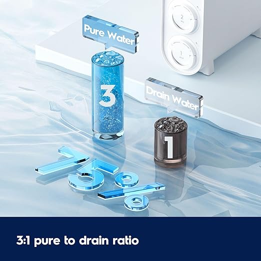 Electrolux PureEssence Eco Tankless Reverse Osmosis Water Filter, 600GPD 9-Stage RO Water Filtration System, 3:1 Pure to Drain, NSF/ANSI 42/58/372 Certified, Reduce TDS/Fluoride, Smart LED Faucet
