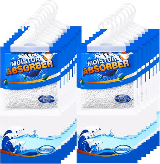 ZSZMFH 15 Pack Moisture Absorber Hanging Bags, Fragrance Free Humidity Packs, Hanging Closet Dehumidifier Bags, Moisture Absorber Packets-220g/pack.
