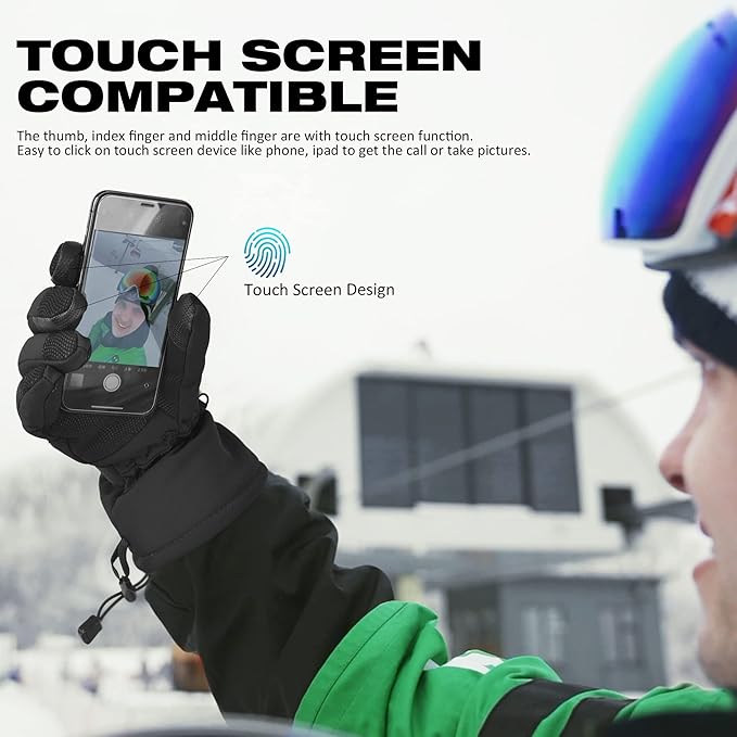 MCTi Waterproof Mens Ski Gloves Winter Warm 3M Thinsulate Snowboard Snowmobile Cold Weather Gloves