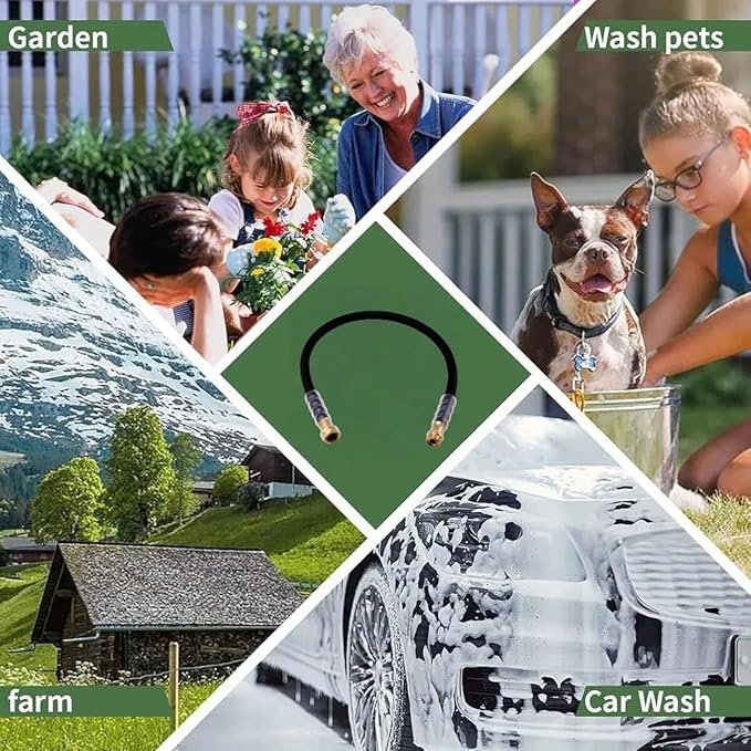 Leader Garden Hose 3ft x 5/8", 300PSI Working, 1000PSI Burst, Heavy Duty Short Water Hose, Hot/Cold Water, Five Layered Braiding for Durability (Black)