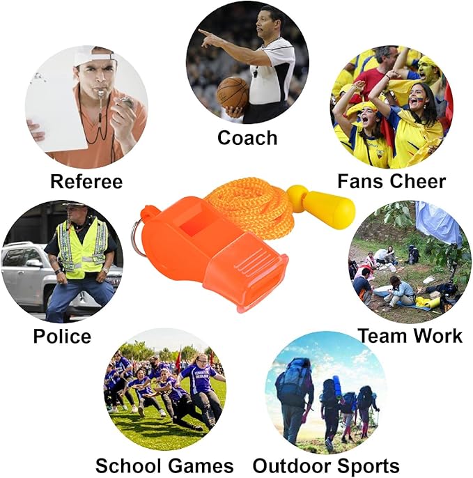 12 Pack Sport Whistles with Lanyar for Coaches, Referees and Officials, Loud Crisp Sound